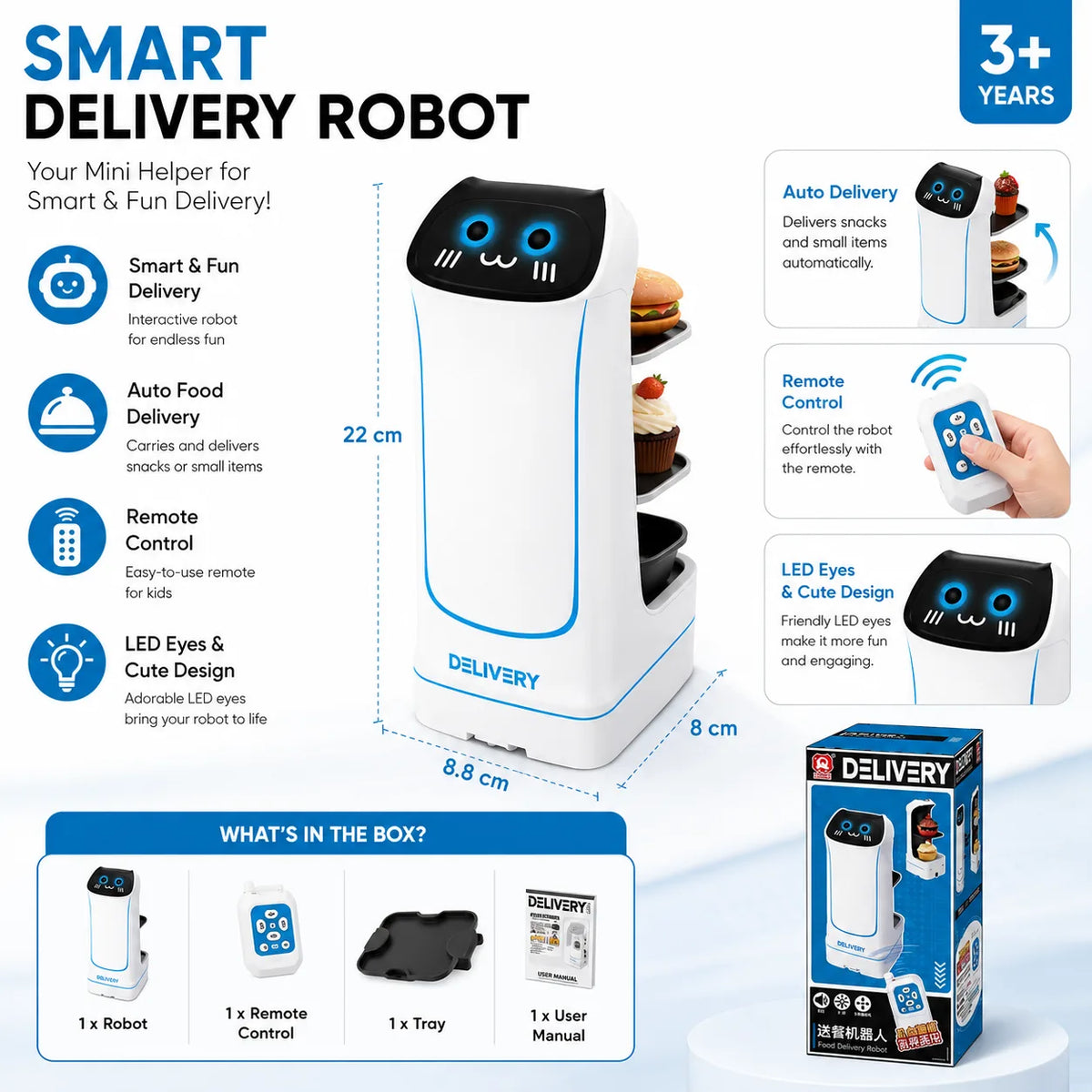 Intelligent Food Delivery Robot (often listed as the 2.4GHz Remote Control Snack Delivery Robot)