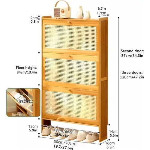 3-Tier Bamboo Wooden Multifunctional Storage Cabinet