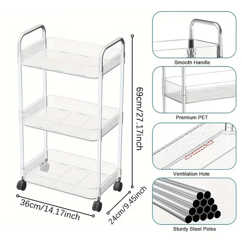 4 Tier Acrylic Multifunctional Kitchen And Bathroom Storage Trolley