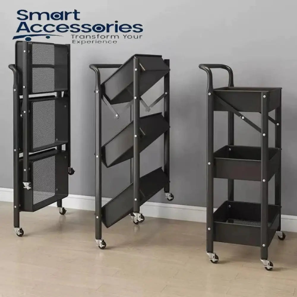 3 Layer Portable Folding Kitchen Bathroom Storage Rack