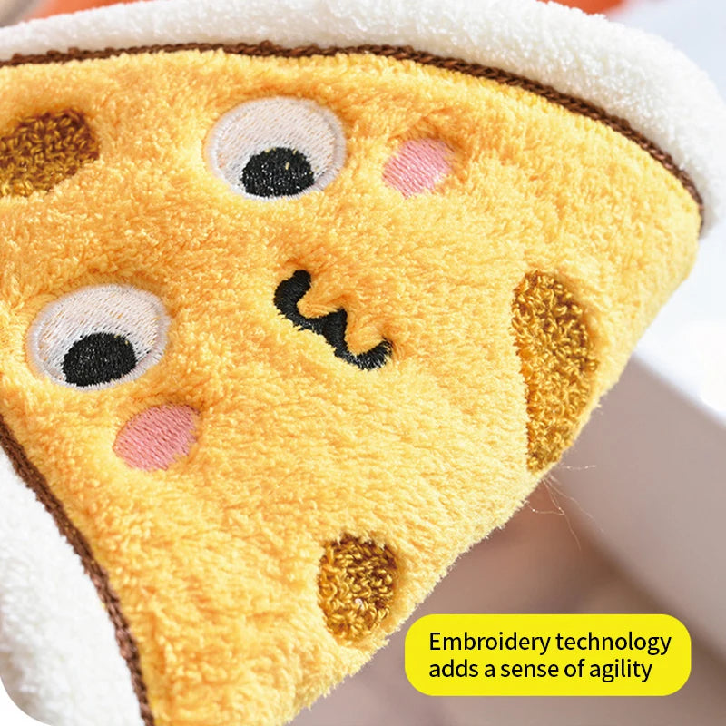 "Cute Bread & Cheese Hanging Hand Towel โ Soft Coral Fleece, Ultra Absorbent"