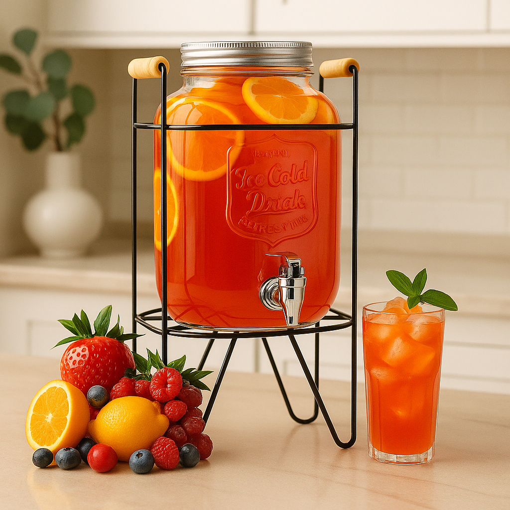 Yorkshire 8L Glass Water Dispenser with Metal Stand