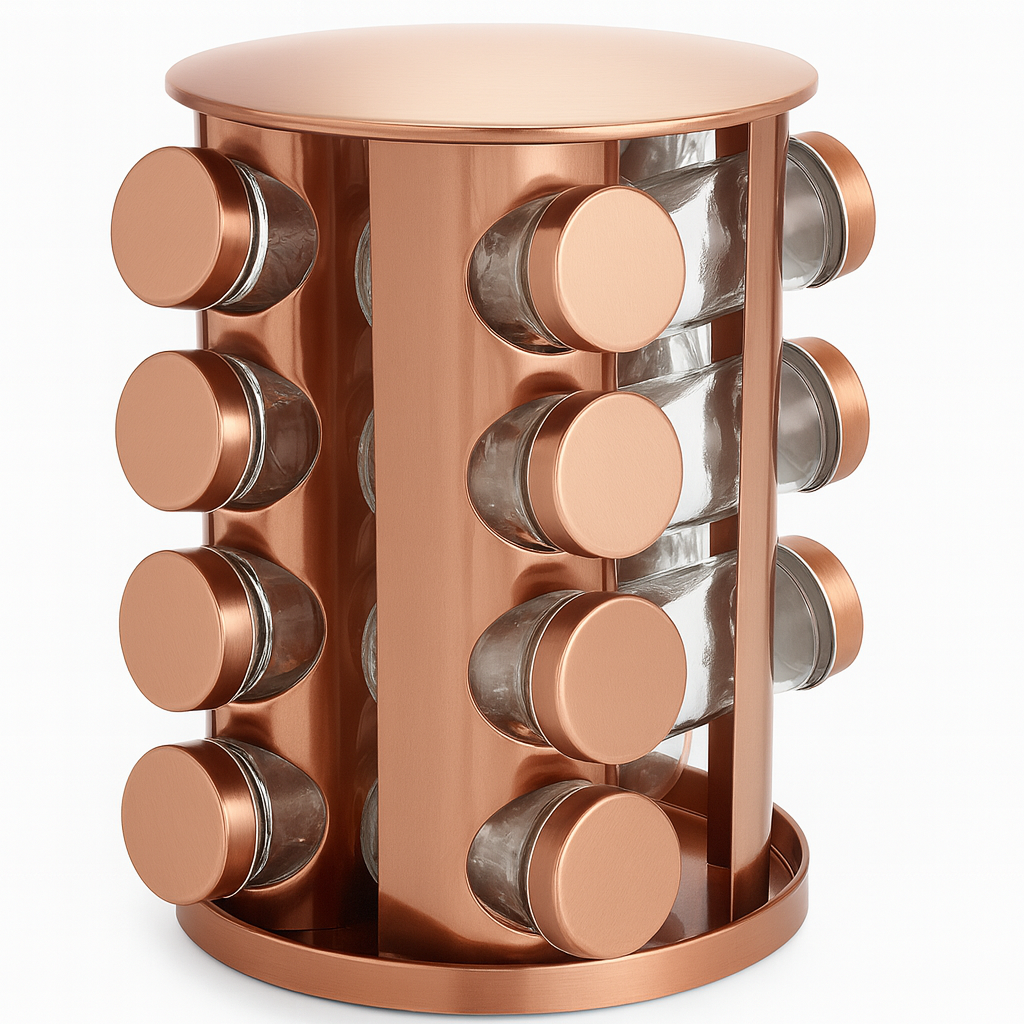 Metal Brass Modern Revolving Spice Organizer (16 Pc.)