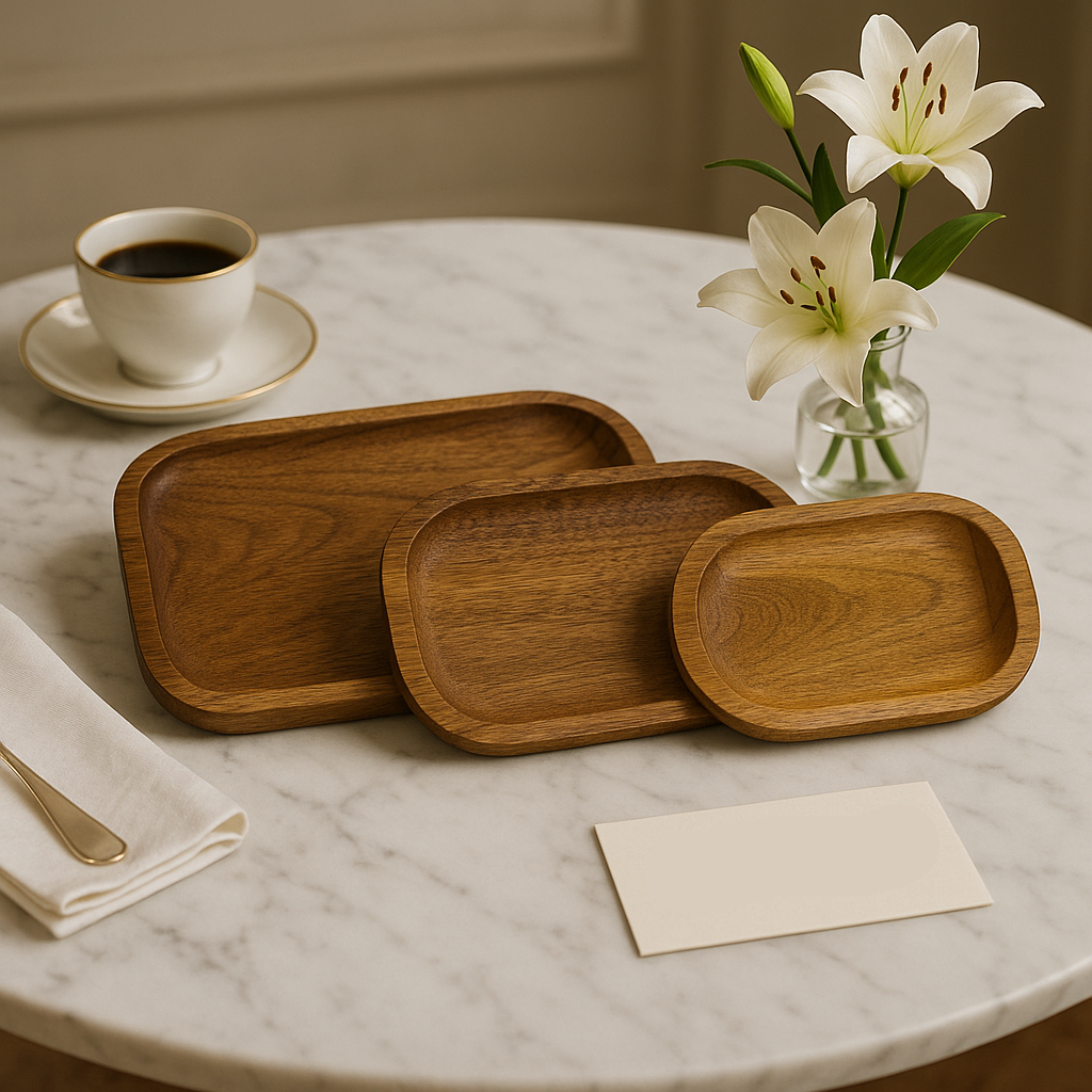 Luxury Wooden Serving Tray – Premium Rectangular Kitchen & Dining Platter (Available in 3 Sizes)