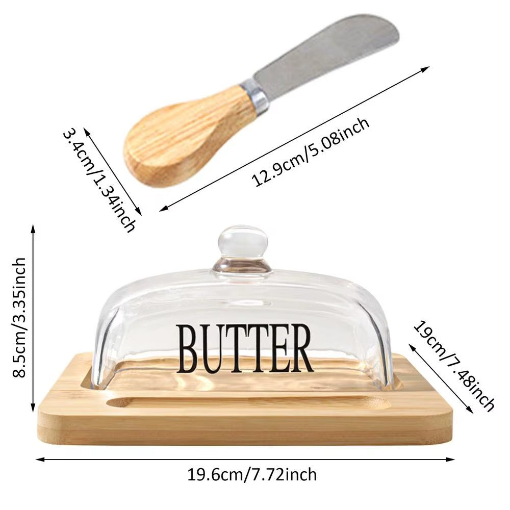 Stylish Wooden Butter Plate With Knife
