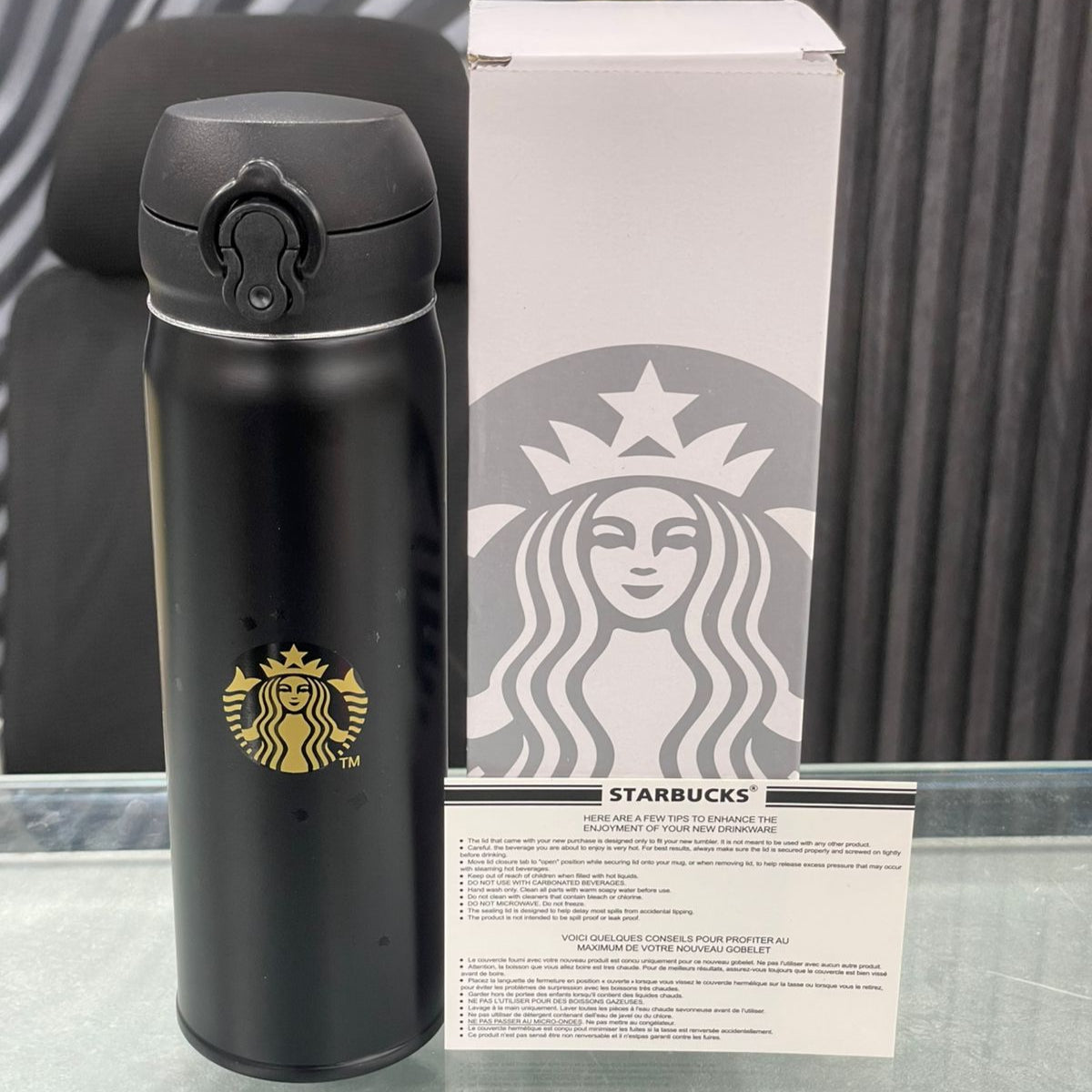 SB Insulated Tumbler - Black & Golden - 420ml