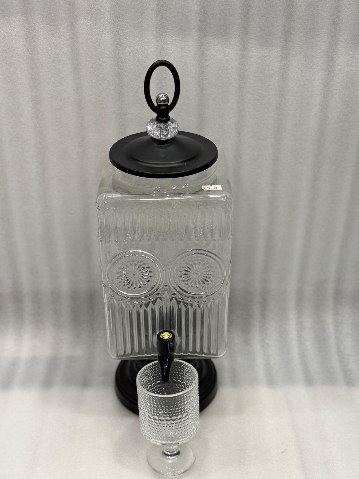 Luxury Crystal Design Beverage Dispenser Set – 3L with 6 Glasses