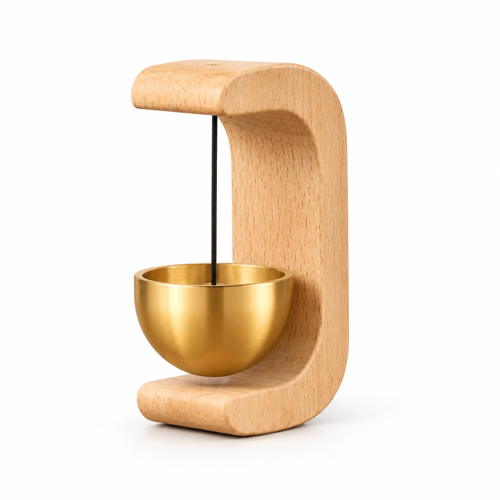 Mini Wooden Hanging Bell – Decorative Desk & Shelf Ornament