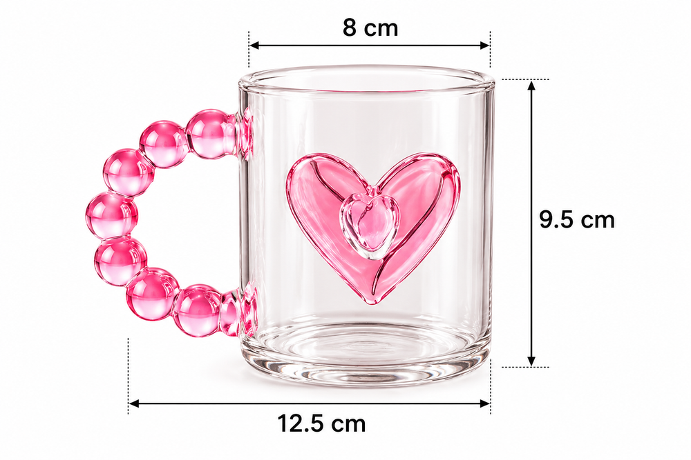 Cute Romantic Heart Glass With Beaded Handle