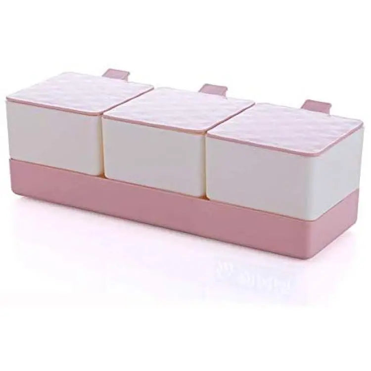 3 Grid Spice Storage Box With Spoon