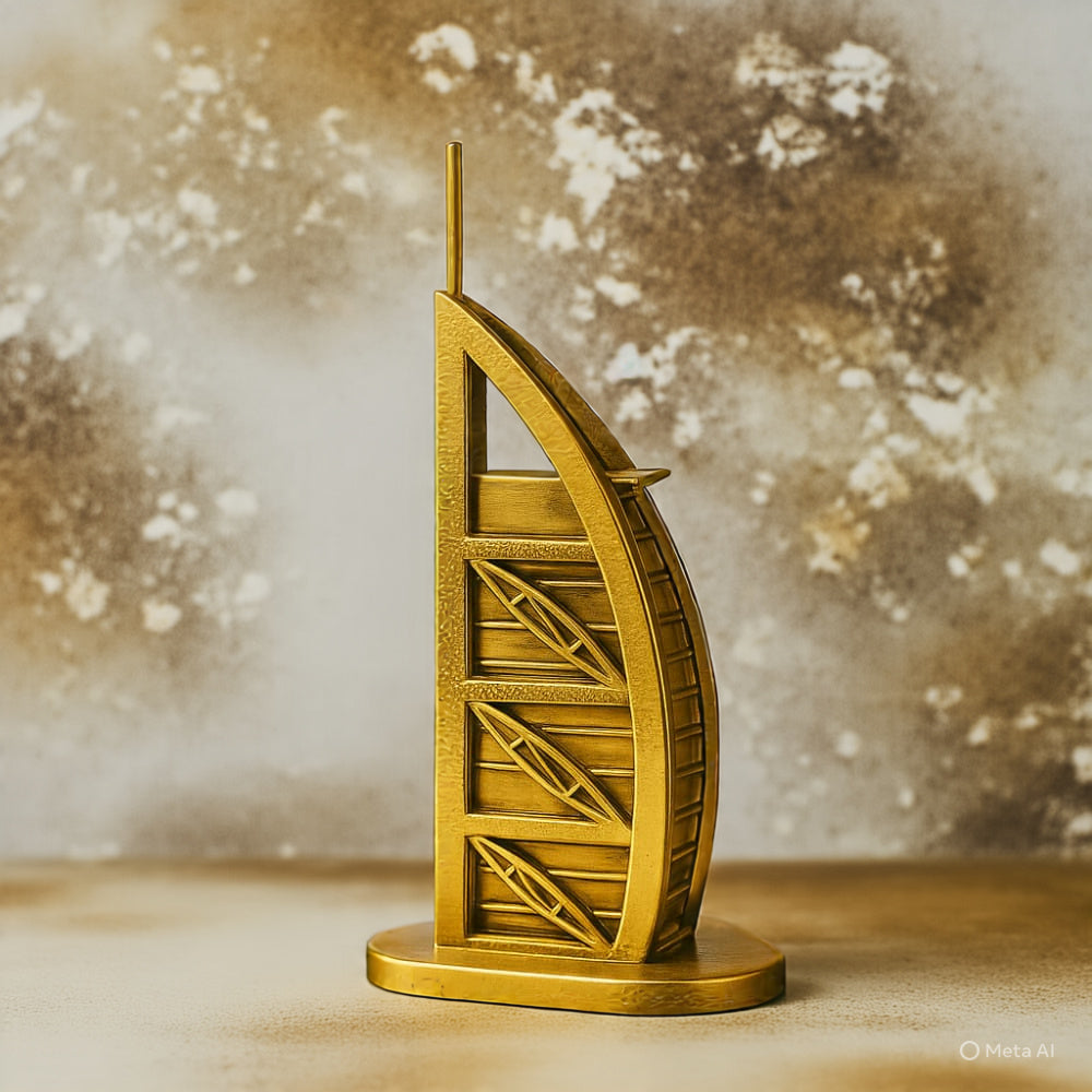 Luxury Table Decor Show Piece Burj Al Arab Gold Architectural Model