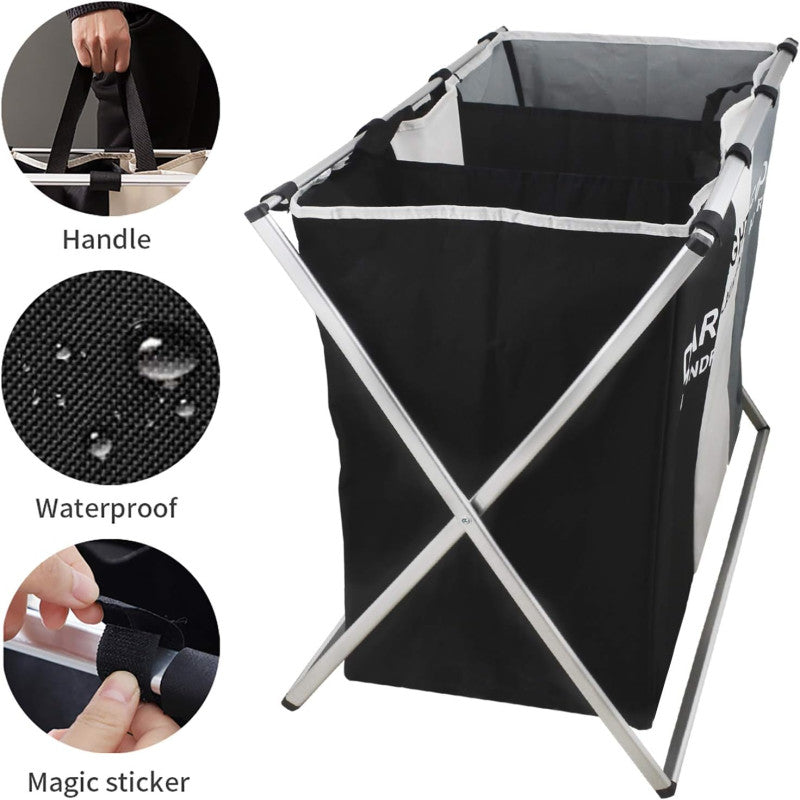 3 Compartment Foldable Laundry Storage Basket