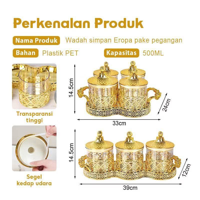 Crystal Luxury 4 Piece's Spice Jars Set With Decorative Serving Tray