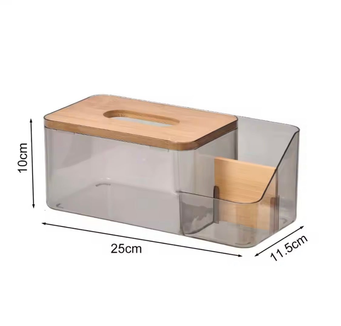 Acrylic Tissue Box With Wooden Cover