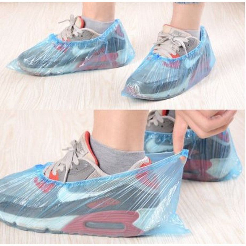 Disposable Waterproof Plastic Shoe Covers - 50 Pairs (Pack of 100 Pieces)