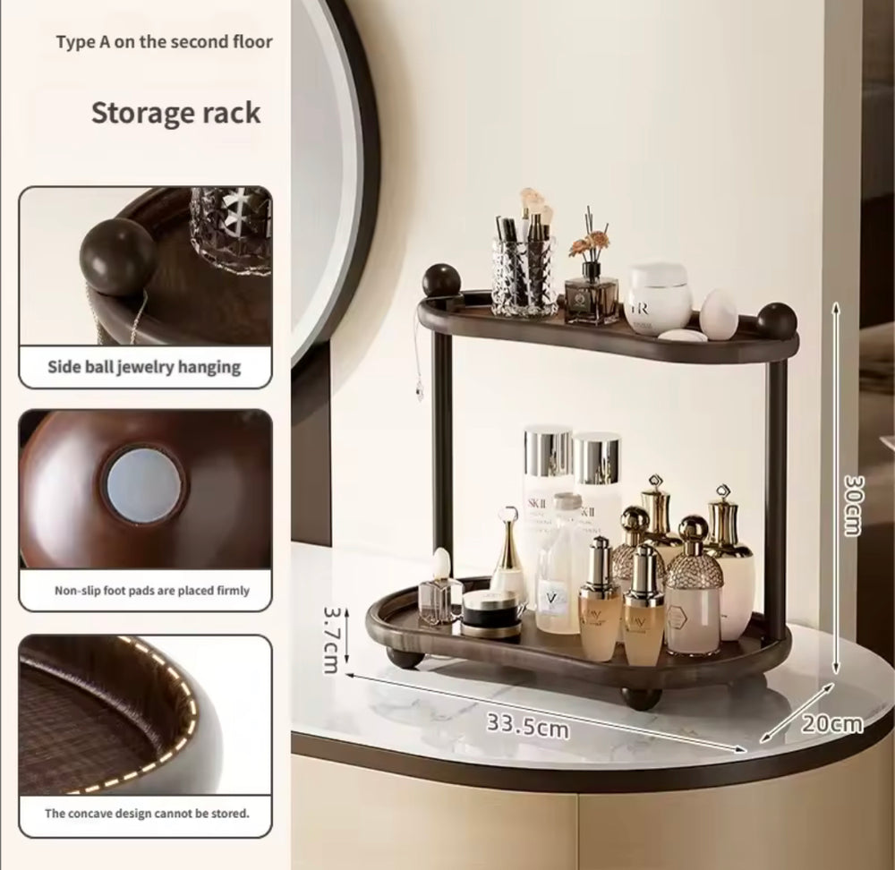 2-Tier Retro Style Desktop Storage Rack, Bathroom & Cosmetics Organizer