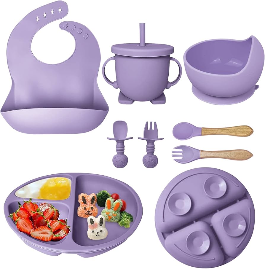 Silicone 8In1 Baby Tableware Feeding Set