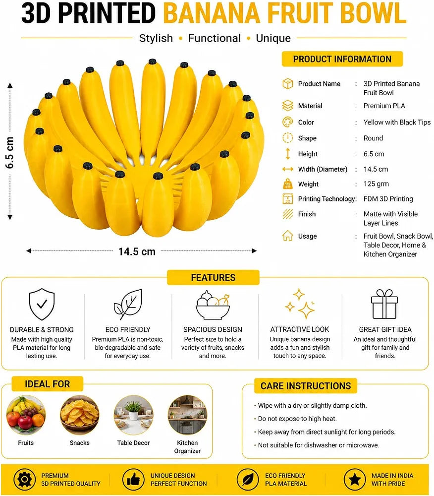 3D- Banana-Shaped Fruit Bowl