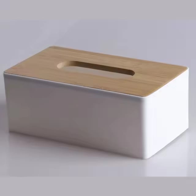 Modern Tissue Box Holder With Bamboo Lid