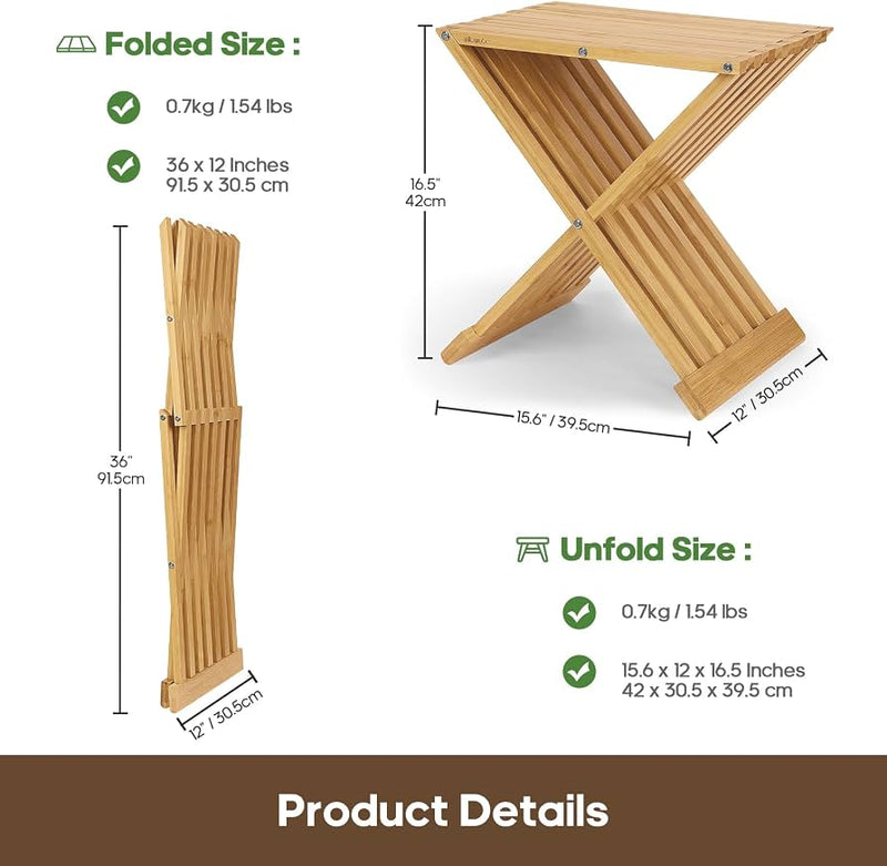 Bamboo Wood X Frame Folding Stool