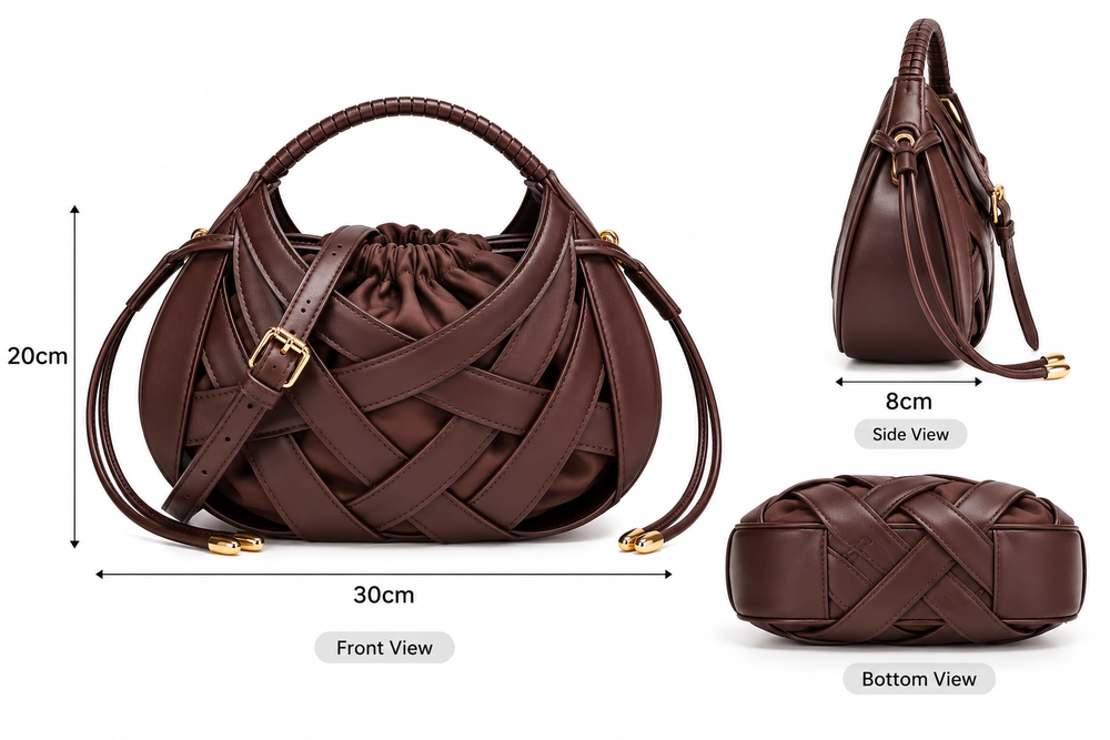 Luxe Woven Crisscross Handbag with Shoulder Strap