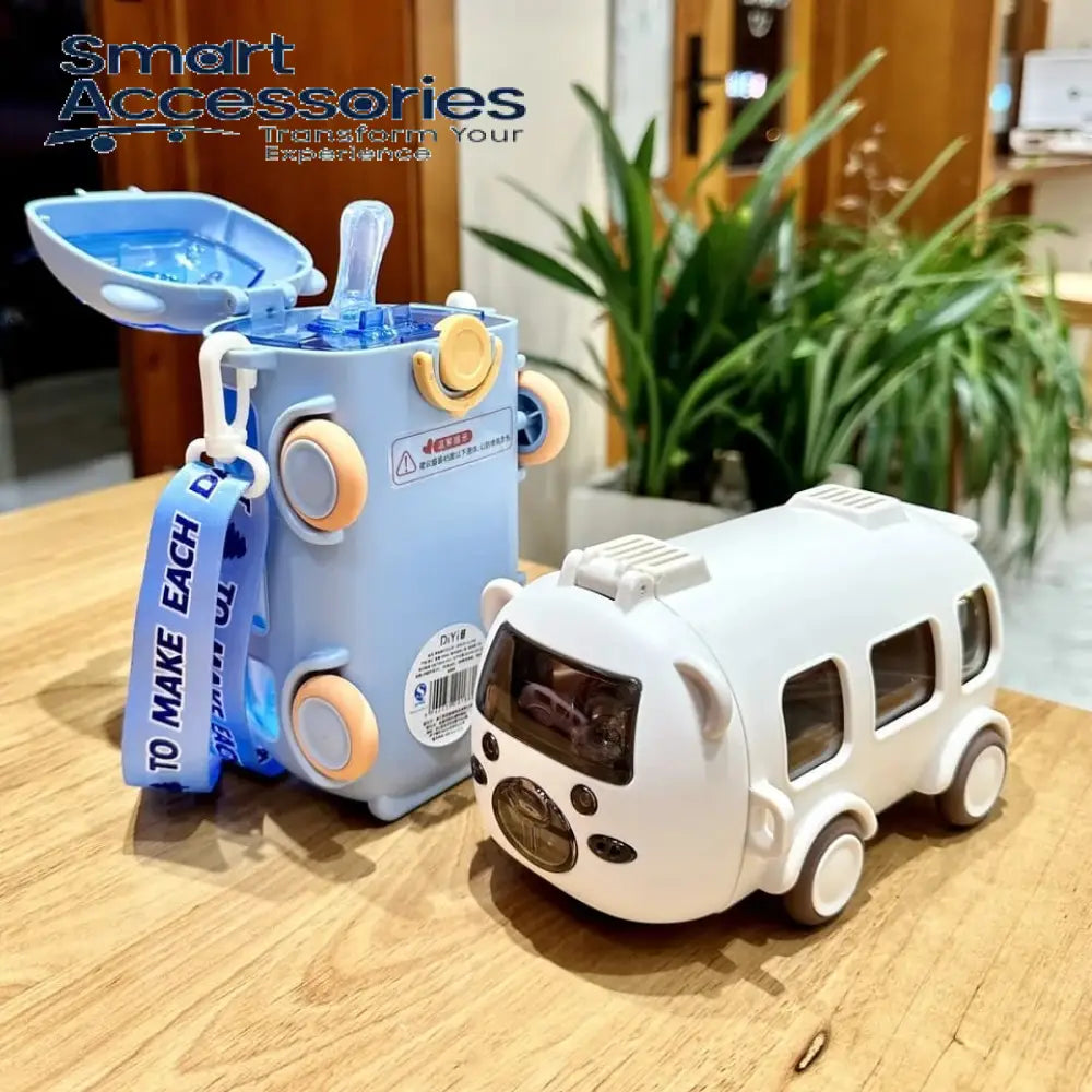 0.5L Cute Toy Car Straw Cup Indoor Outdoor Water Bottle