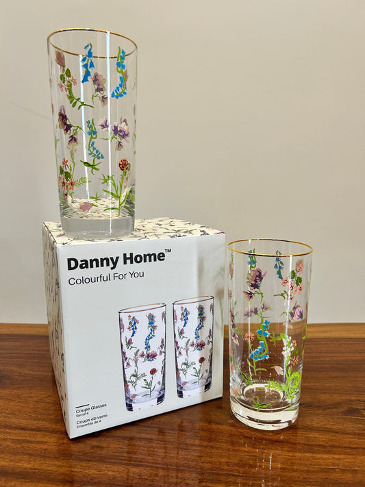 Danny Home Flower Long Glass 4Pcs (470ml)