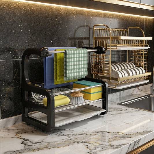 Kitchen Sink Sponge Holder and Dish Cloth Drain Rack