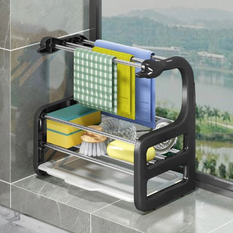 Kitchen Sink Sponge Holder and Dish Cloth Drain Rack