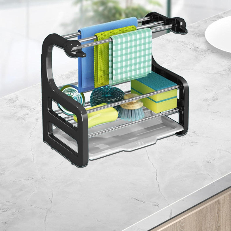 Kitchen Sink Sponge Holder and Dish Cloth Drain Rack