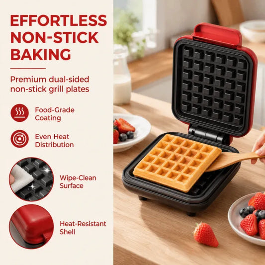 Non-Stick Mini Electric Waffle Maker (600W)