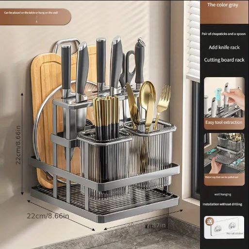 Multifunctional Kitchen Knife Holder and Utensil Organizer Rack