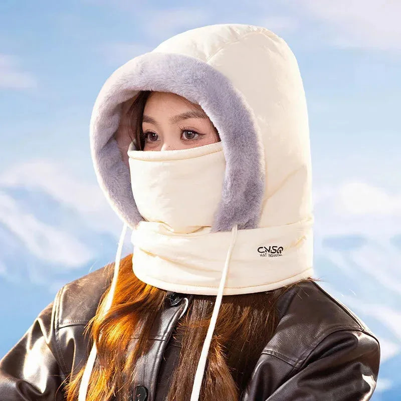 3-In-1 Thickened Fleece Winter Hat with Face Mask and Hood