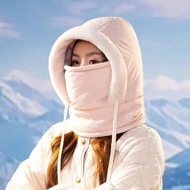 3-In-1 Thickened Fleece Winter Hat with Face Mask and Hood