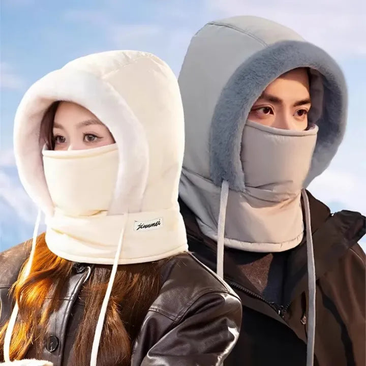 3-In-1 Thickened Fleece Winter Hat with Face Mask and Hood