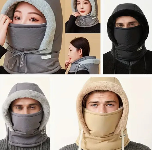 3-In-1 Thickened Fleece Winter Hat with Face Mask and Hood