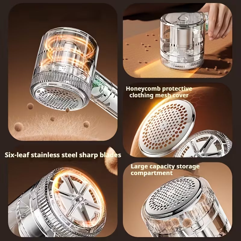 Rechargeable Hair Ball Trimmer, Transparent Lint Remover