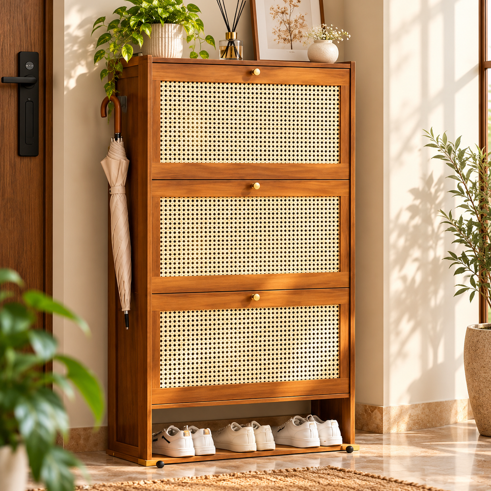 3-Tier Bamboo Wooden Multifunctional Storage Cabinet