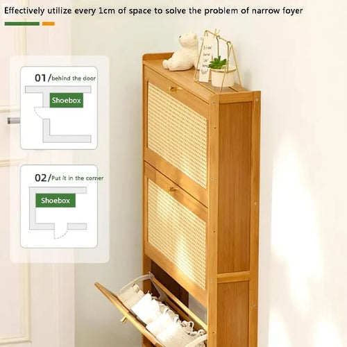 3-Tier Bamboo Wooden Multifunctional Storage Cabinet