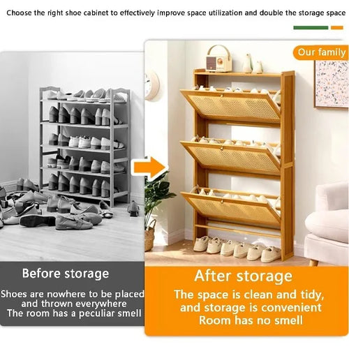 3-Tier Bamboo Wooden Multifunctional Storage Cabinet