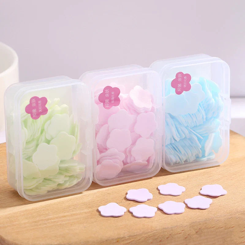100pcs Mini Portable Paper Soap Petals for Travel Hygiene