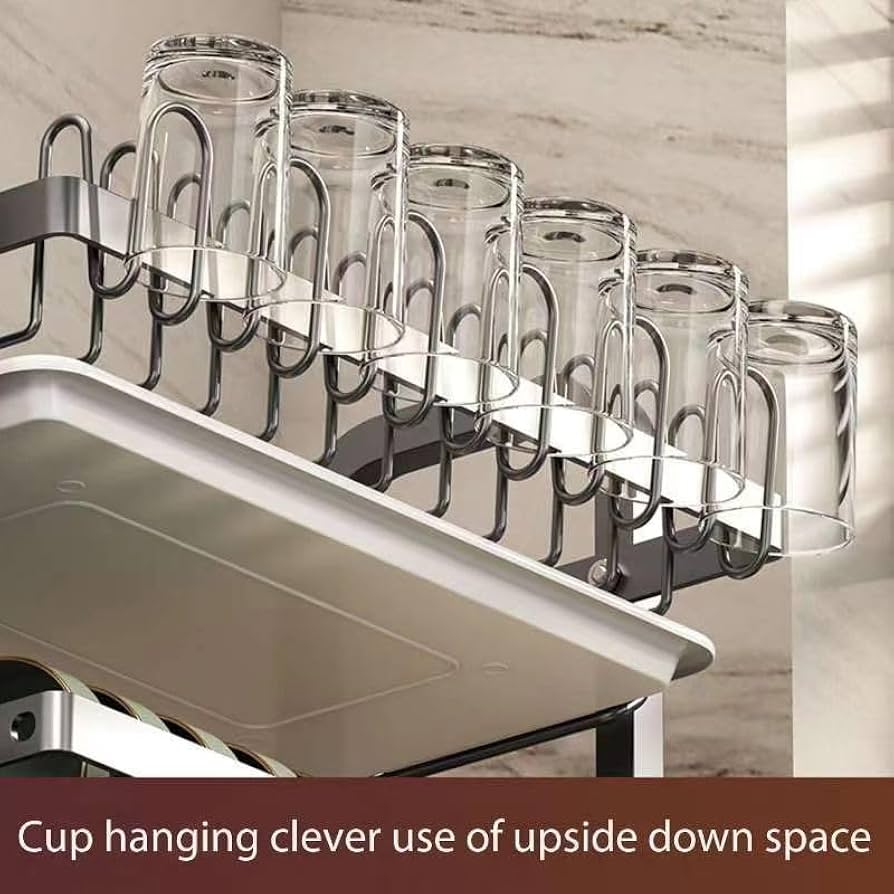 Double Layer Metal Kitchen Dish Storage Rack (Imported)