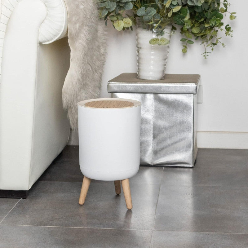 Dustbin High Foot with Lid Large Capacity Press Type Waste Bin Garbage Container Plastic Trash Can