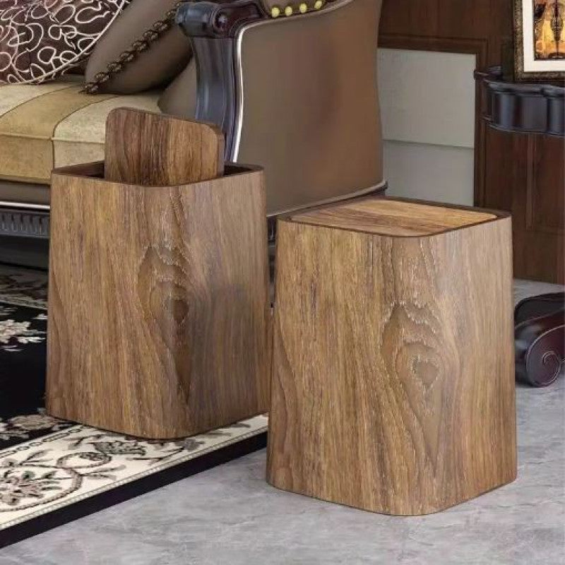 Retro Wood Trash Can