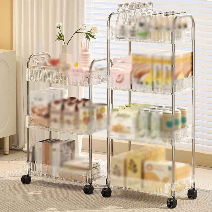 4 Tier Acrylic Multifunctional Kitchen And Bathroom Storage Trolley