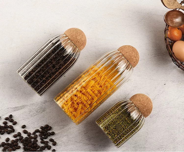 Pack of 3-Cork Lid Storage Jars