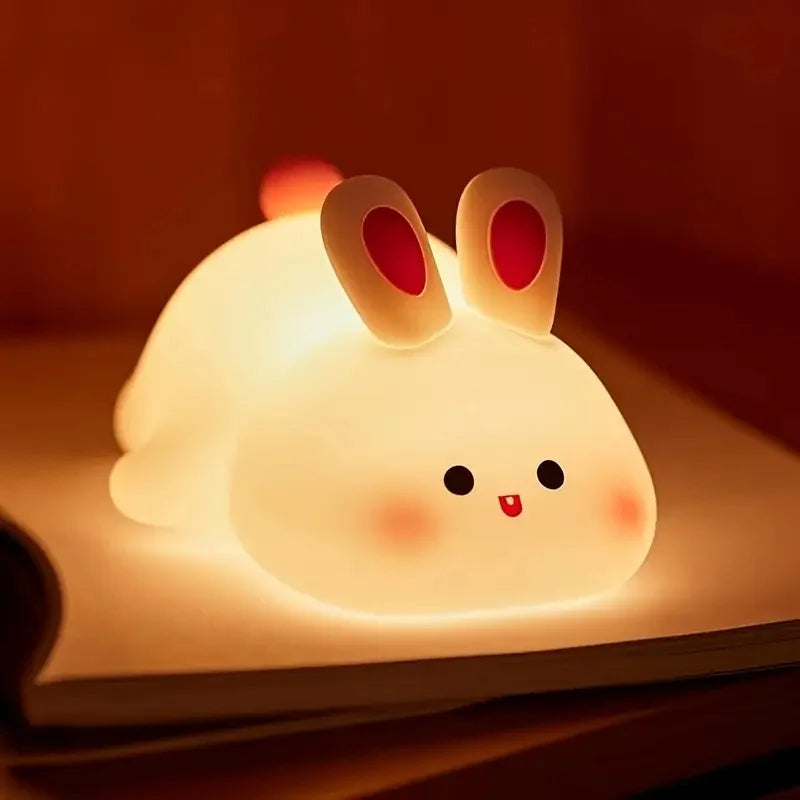 Cute Bunny LED Night Light – Soft Silicone Touch Lamp