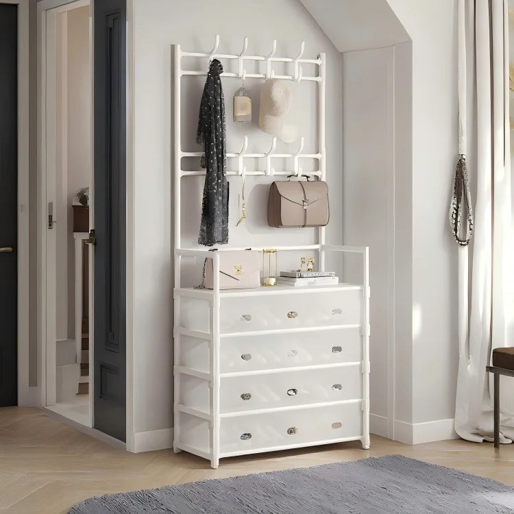 Smart Entryway Organizer – Coat Rack with Shoe Storage Cabinet