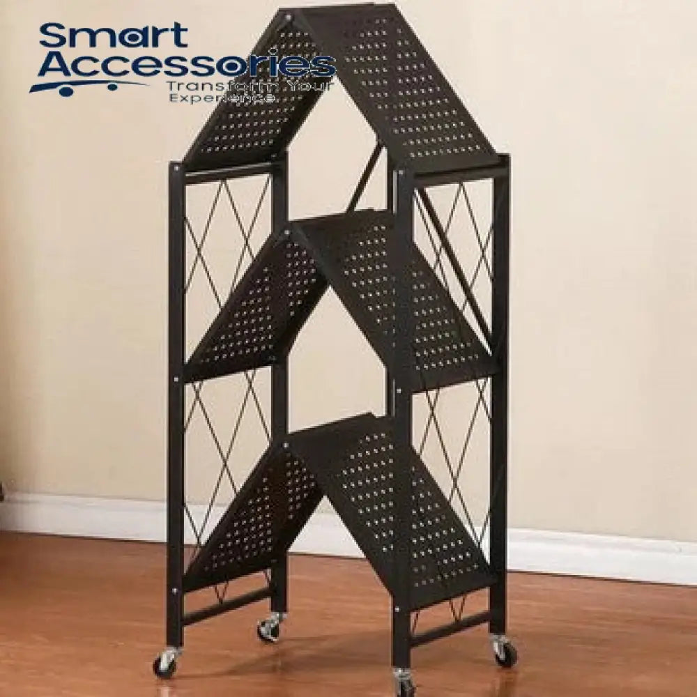3 Layer Foldable Mobile Wheels Storage Cart