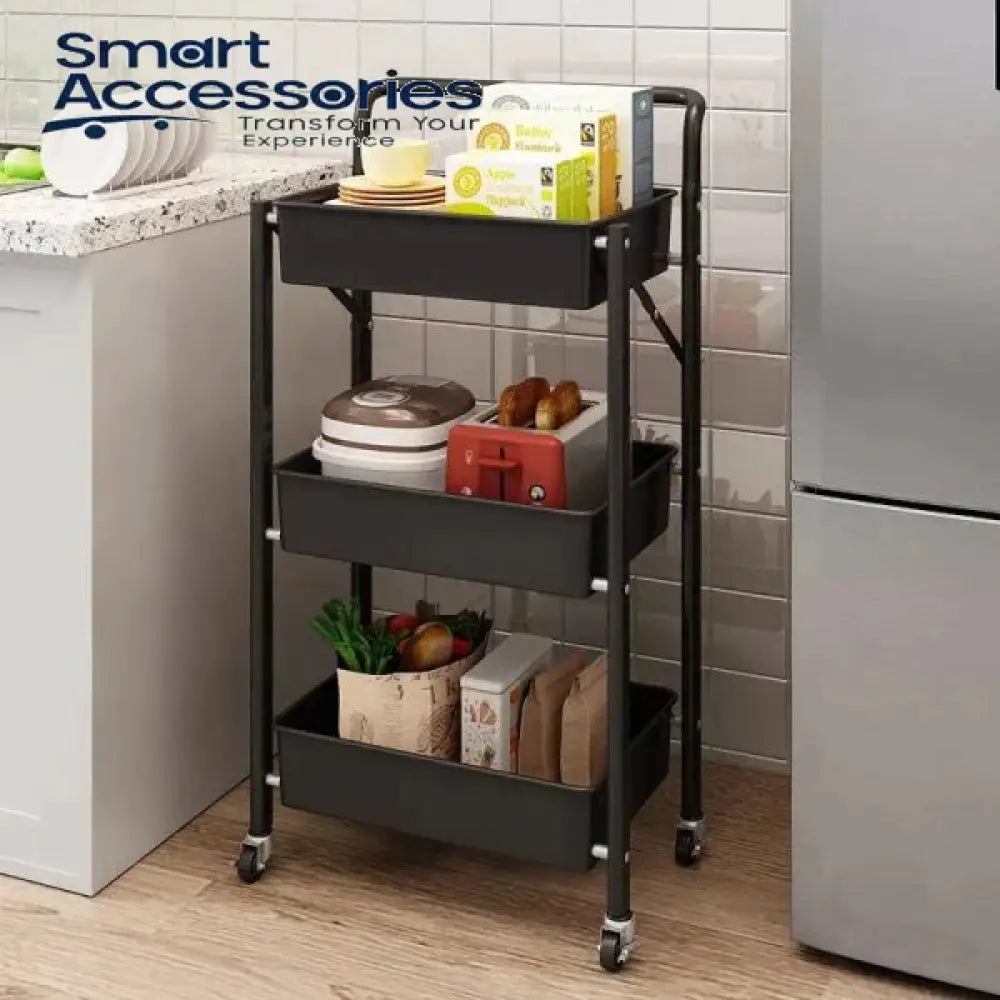 3 Layer Portable Folding Kitchen Bathroom Storage Rack